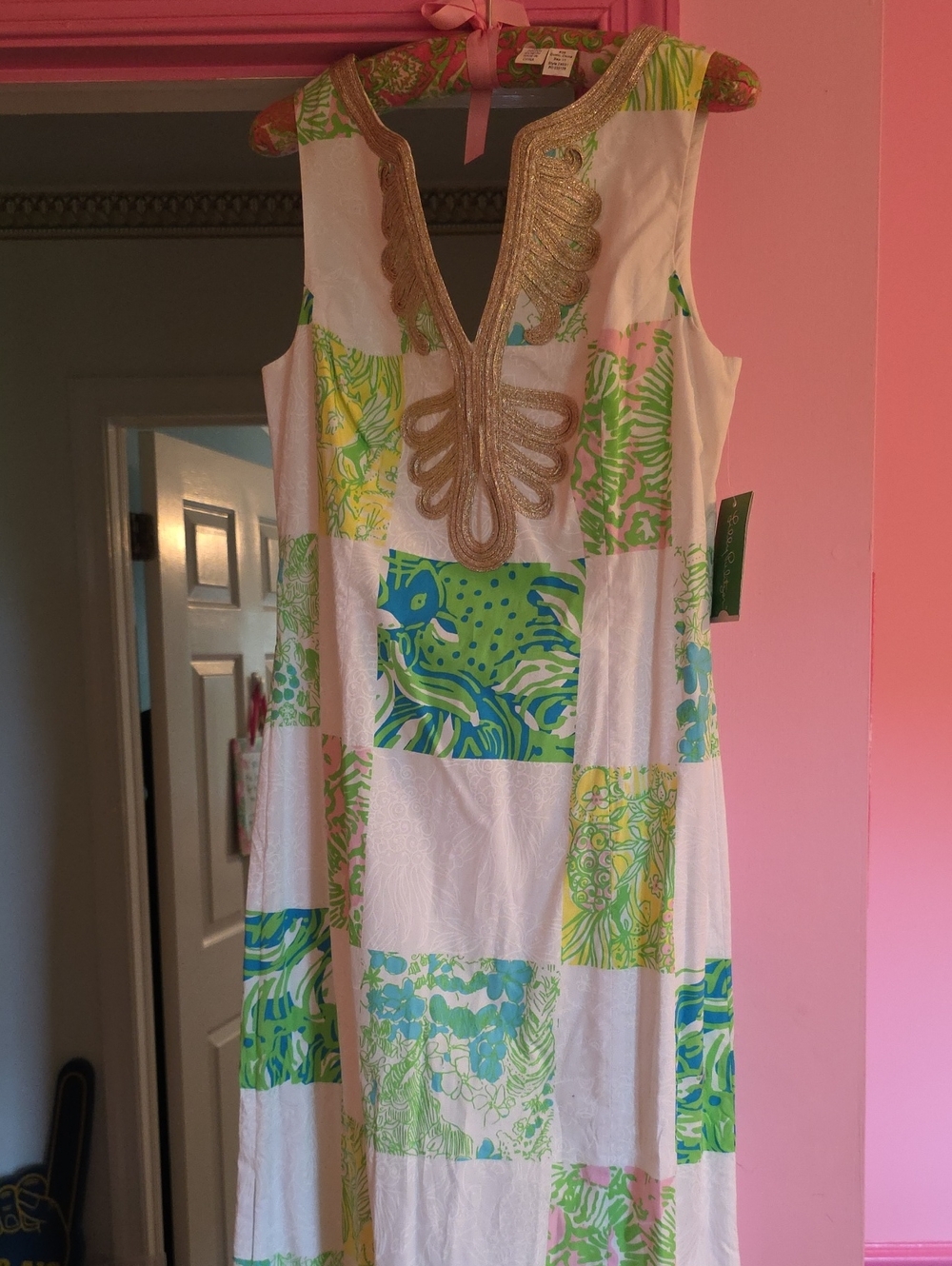 Lilly Pulitzer NWT Janice Maxi- Resort White Lioness Patch Maxi Dress Size 4